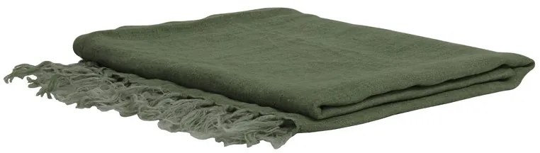 Zelený ľanový pléd Medi green - 170 * 130 cm