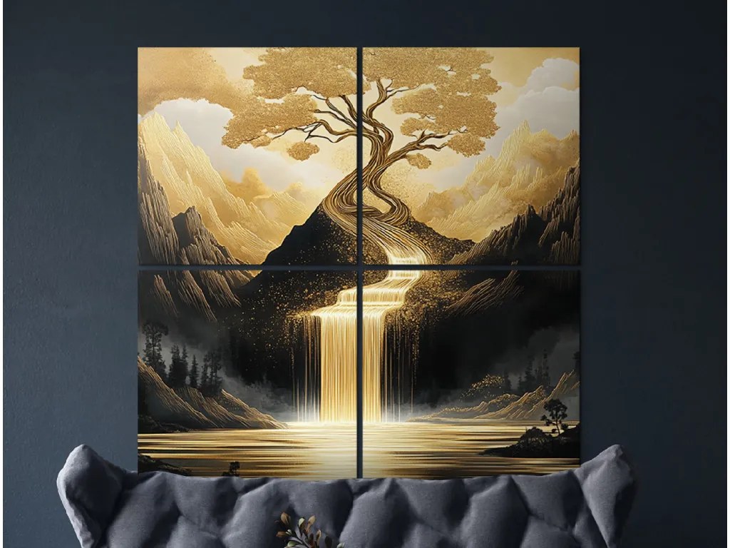 drevko | Viacdielny obraz Zlatý vodopád 100 x 100 cm