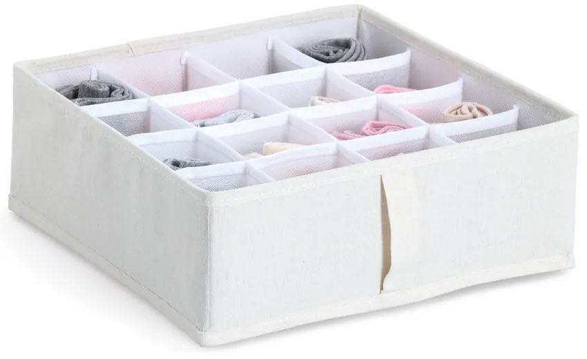 Organizér na spodnú bielizeň, WHITY, štvorec s 16 priehradkami, 30x30x11 cm
