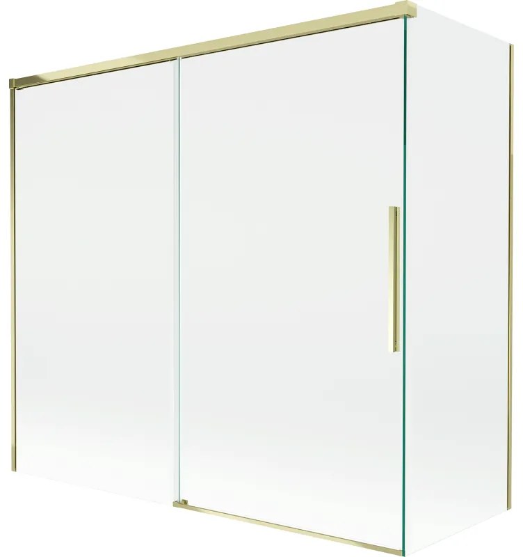 Mexen Rox, 2-krídlová posuvná vaňová zástena 170 + 70 x 150 cm, 8mm číre sklo, zlatý lesklý profil, 8C9-170-070-50-00