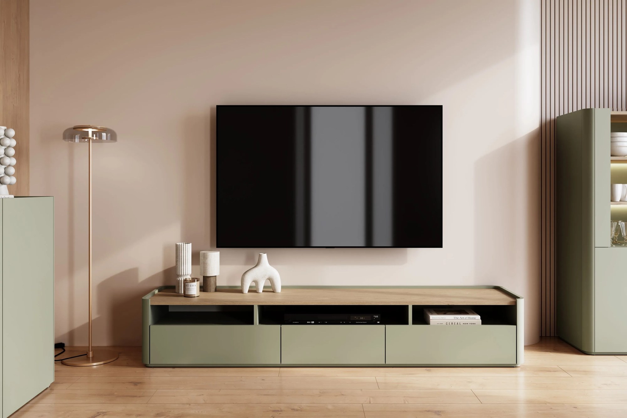 TV stolík Elivo 200 cm - eukalyptus / dub baltic dune