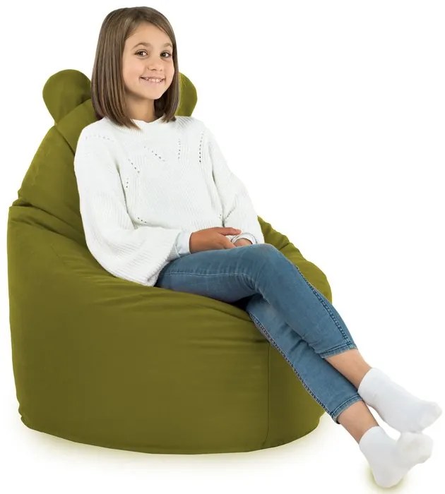 Detské kreslo Sako TEDDY – mäkké plyšové kreslo pre najmenších Farba: Zelený