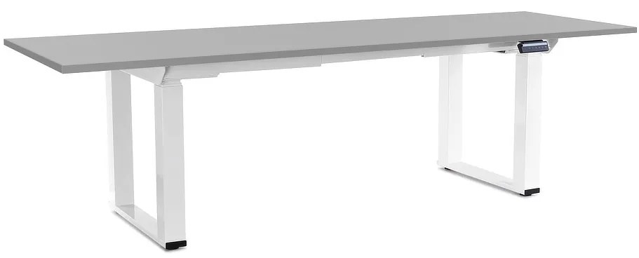 Výškovo nastaviteľný stôl OfficeTech Strong 240 x 80 cm, biela podnož, svetlo sivá