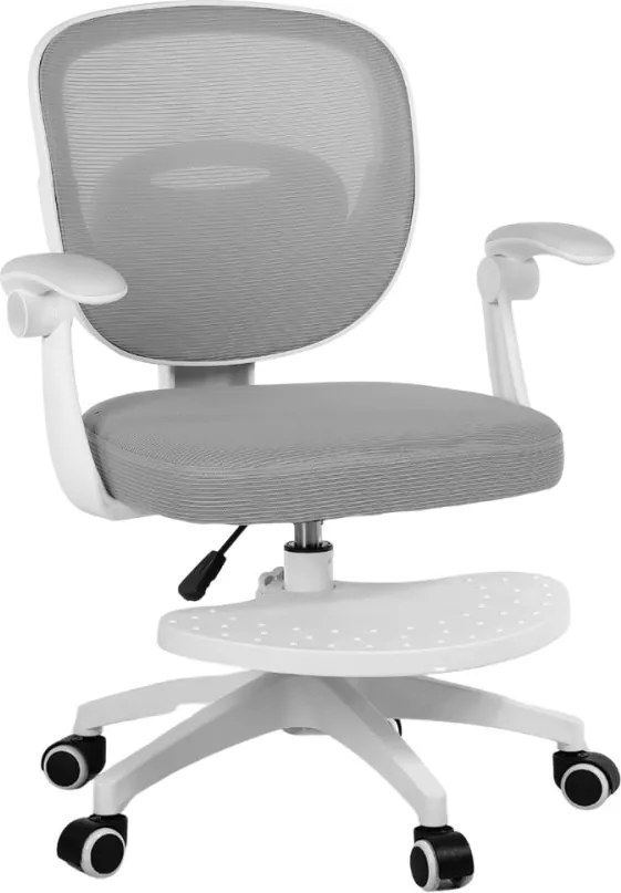 Detská otočná stolička Neoseat JUNI 008 s podnožou — látka, sivá