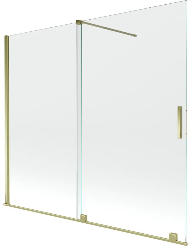 Mexen Velar, 2-krídlová posuvná vaňová zástena 180 x 150 cm, 8mm číre sklo, zlatý lesklý profil, 896-180-000-01-50