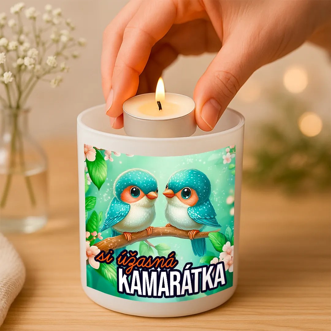 Originálny sklenený svietnik Si úžasná kamarátka