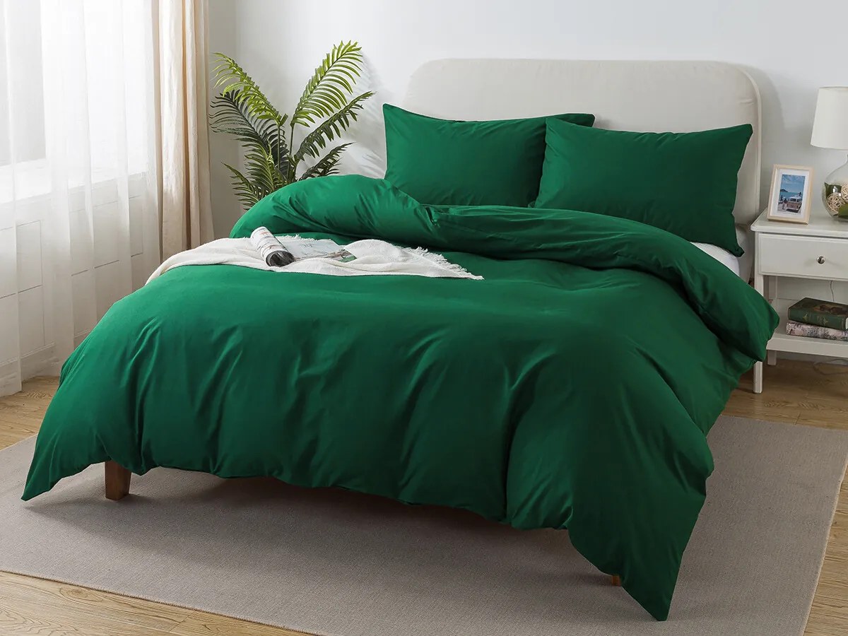 XPOSE® Predĺžené bavlnené Renforcé obliečky EVITA - tmavo zelené