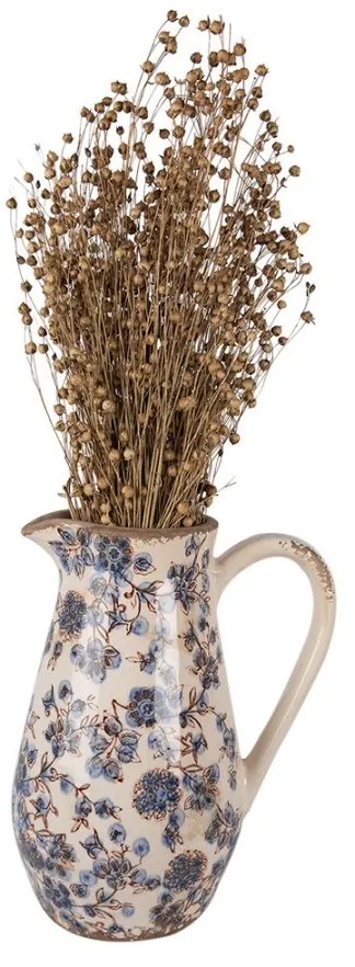 Dekoratívny keramický džbán s modrými kvetmi Blusia - 20*14*25 cm