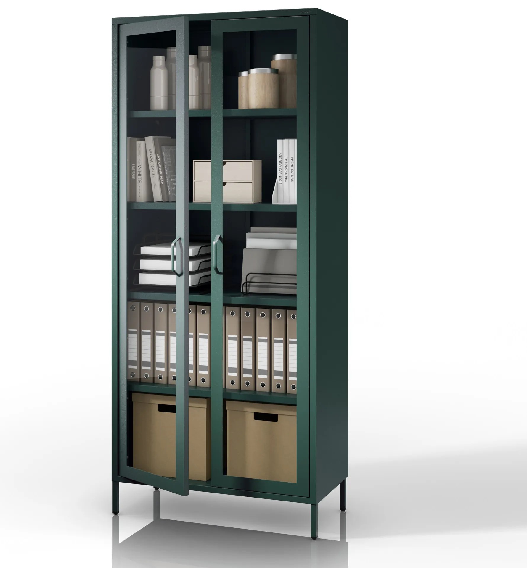 Vitrína ANGELO, 800 x 1850 x 450 mm, Modern: fľaškovo zelená