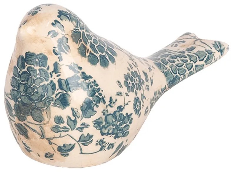 Keramická dekorácia vtáčik so zelenými kvetmi Tien French S - 16*7*9 cm