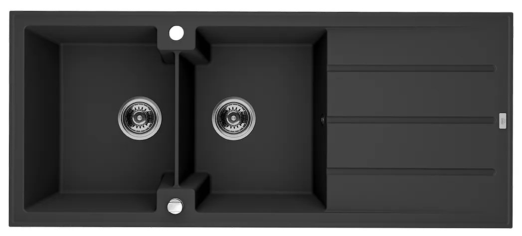Laveo Canaria, 2-komorový granitový drez 1160x500x207 mm, čierna, LAV-SPC_B21T