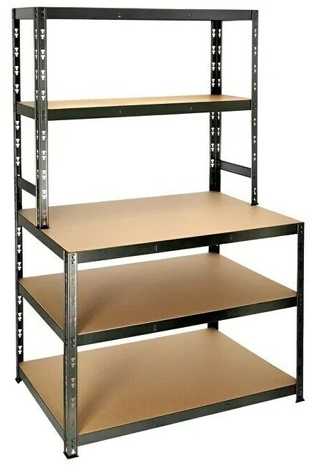 Regalux Vysokozáťažový regál čierny, 180 × 100 × 30–60 cm, nosnosť police: 2× 100 kg, 3× 200 kg