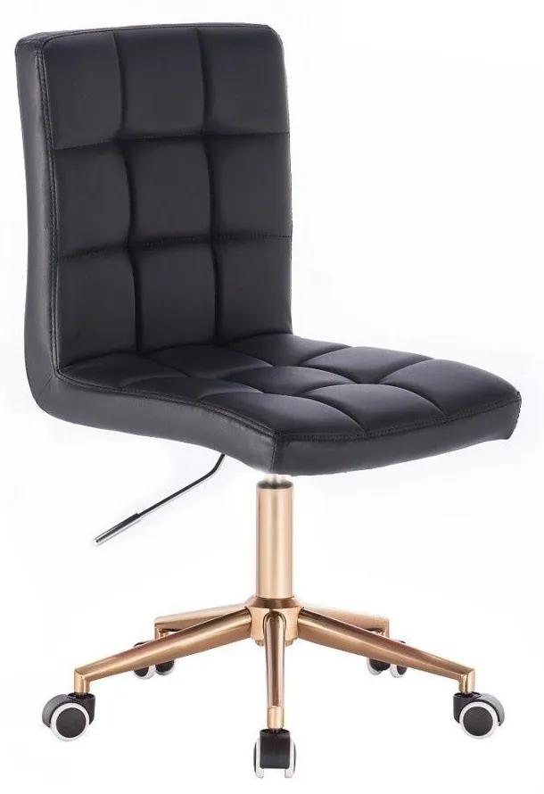 LuxuryForm DESIGN Stolička TOLEDO na zlatej podstave s kolieskami - čierna