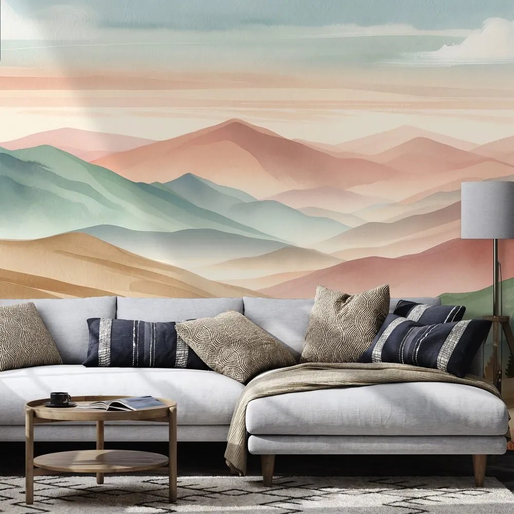 Samolepiaca fototapeta pastelové hory v akvareli