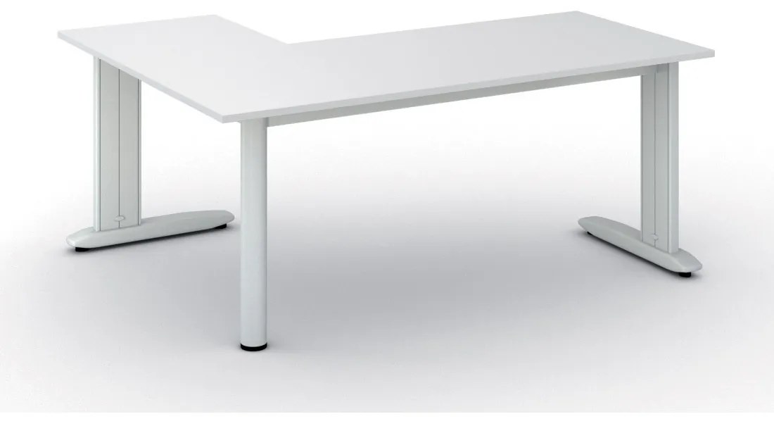 Rohový kancelársky písací stôl PRIMO FLEXIBLE, 1800 x 1400 mm, biela