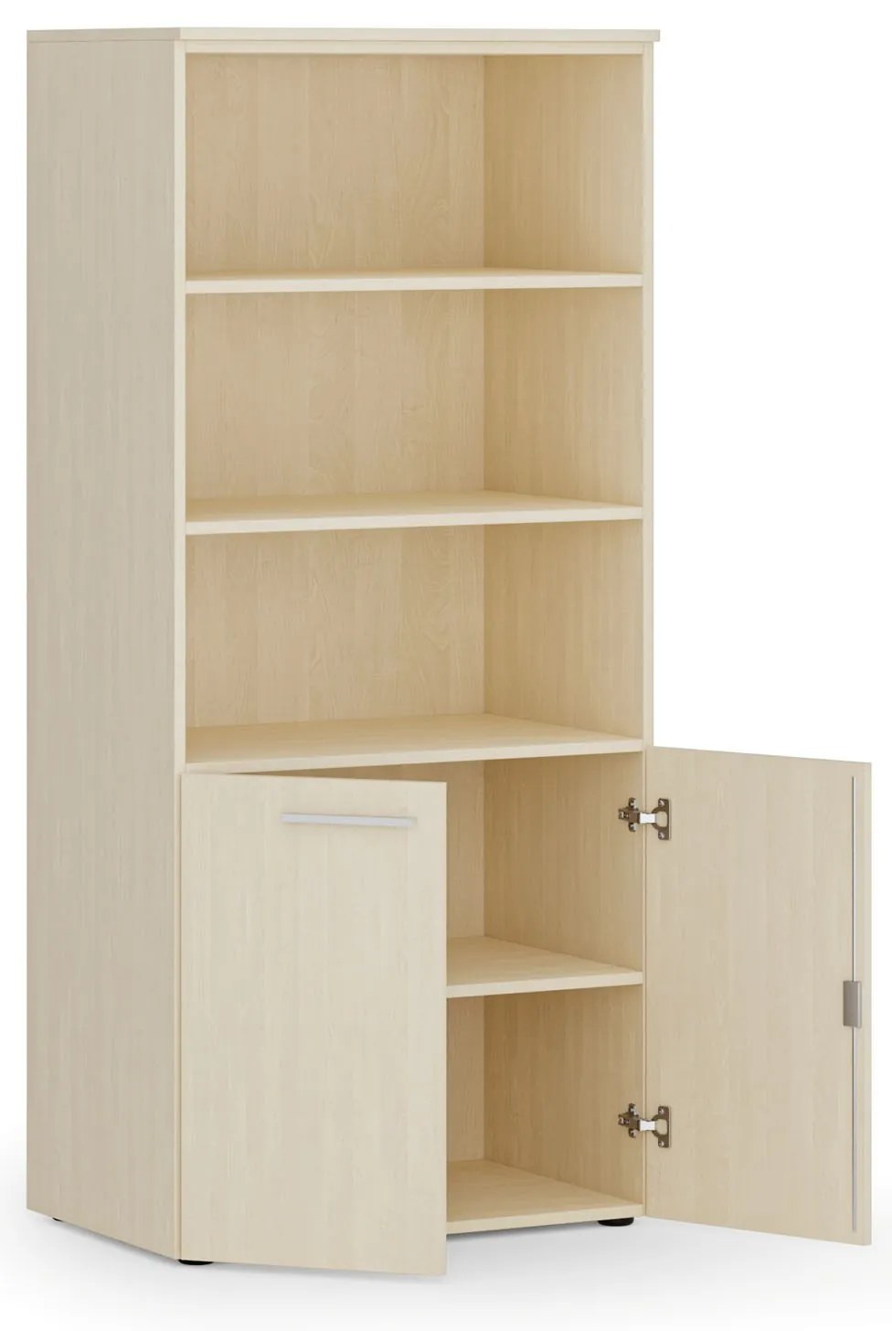 Kombinovaná kancelárska skriňa PRIMO WOOD, nízke dvere, 800 x 500 x 1781 mm, breza