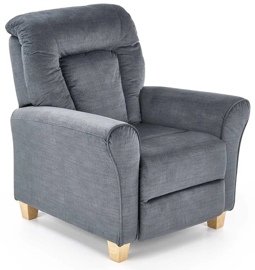 Polohovacie kreslo Bard, sivá / prírodné drevo