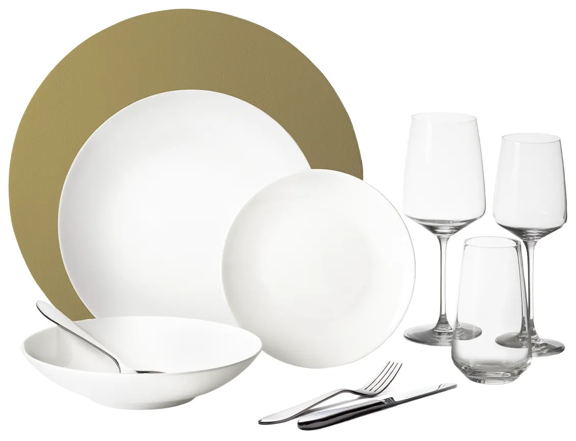 Štartovací set riadu 60 ks – Premium Platinum Line gold - W0182