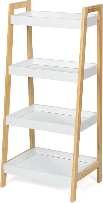 Noela Skosený bambusový regál s policami GRADA biela