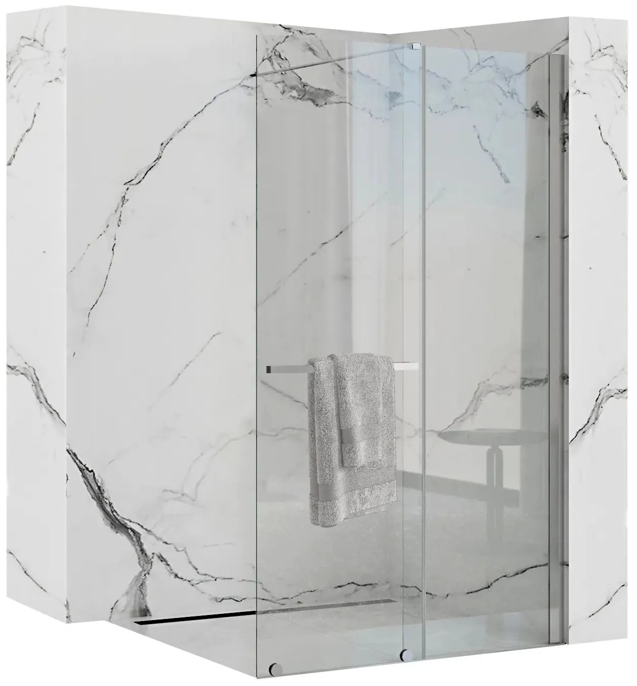 Rea Cortis, posuvná sprchová zástena 120x200cm, 6mm číre sklo, chrómový profil, REA-K7211