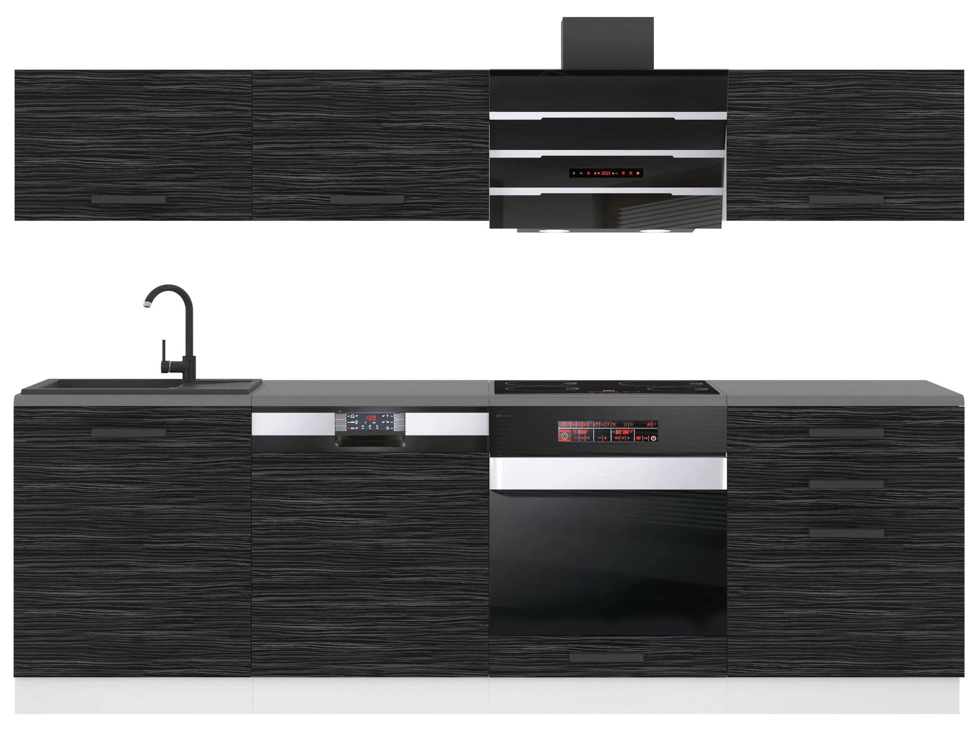 Kuchynská linka Belini Premium Full Version 240 cm eben kráľovský s pracovnou doskou LINDA