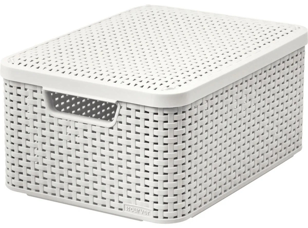 Curver Úložný box STYLE M krémovo biely s vekom