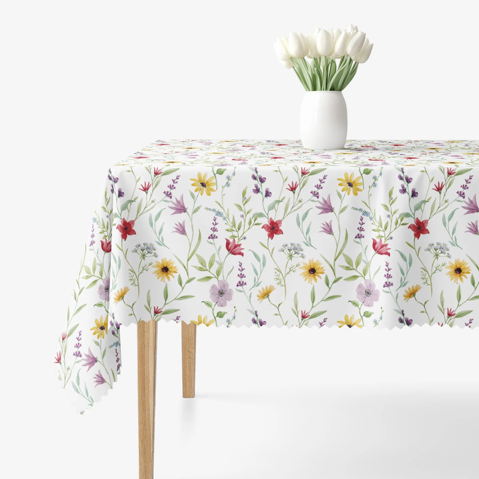 Goldea hranatý teflónový obrus - farebné jarné kvety 140 x 220 cm