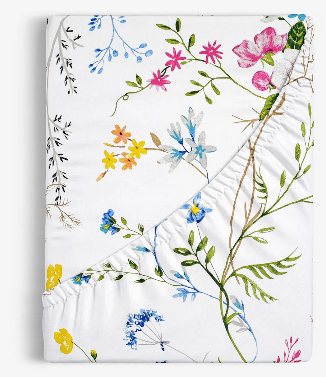 Goldea bavlnená napínacia plachta - maľované lúčne kvety 160 x 200 cm