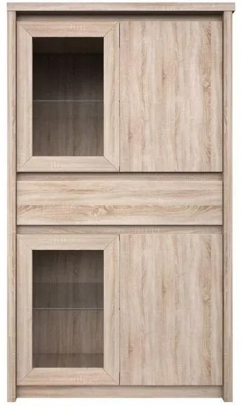 Vitrína Norton 2D2W1S, dub sonoma (BEZ osvetlenia)