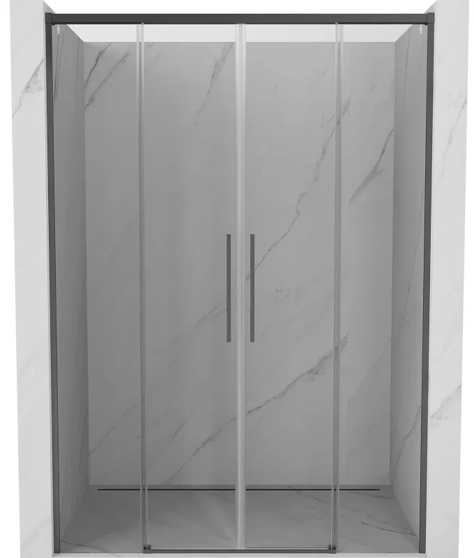Mexen Rox, posuvné sprchové dvere 140 cm, 8mm číre sklo, brúsený grafit profil, 8C2-140-002-66-00