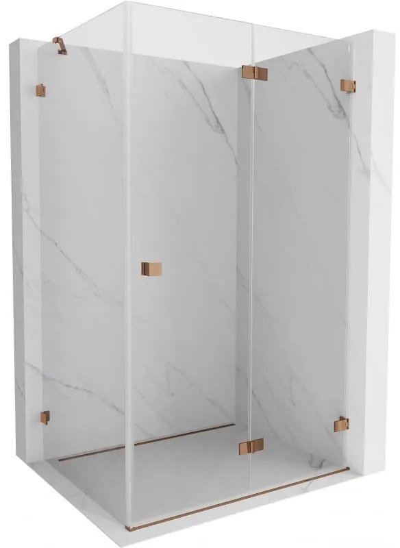 Mexen Lunar-F, sklápací sprchový kút pravý 90 x 70 cm, 8mm číre sklo, ružové zlato 836-090-070-60-00-P