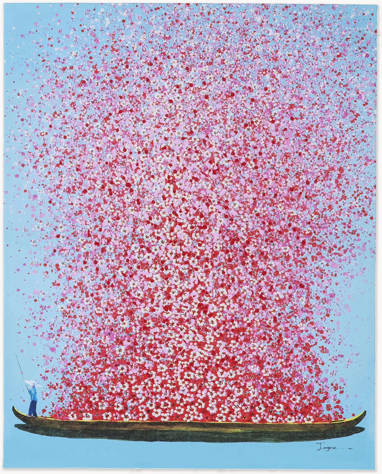 Ručne maľovaná nástenná dekorácia Flower Boat