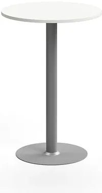 Barový stôl ALVA, Ø700x1000 mm, HPL, strieborná/biela