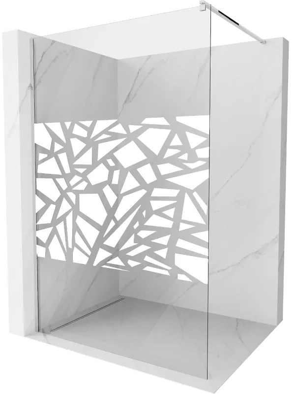 Mexen Kioto sprchová zástena 80x200 cm 8 mm, chróm, biely vzor, 800-080-101-01-85