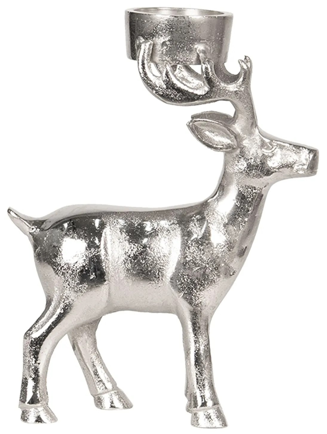 Strieborný stojan na sviečku Jelen - 15 * 6 * 18 cm