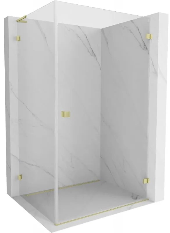 Mexen Lunar-B L výklopný sprchový kút pravý 100 x 90 cm, číre sklo, zlatá matná, 832L-100-090-55-00-P