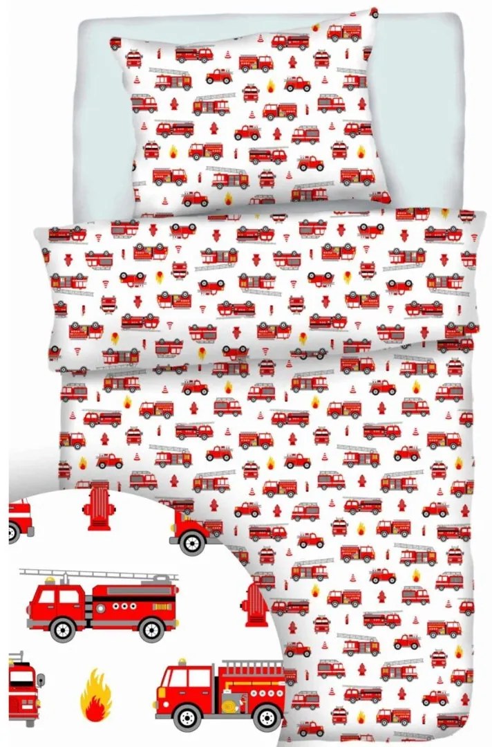 Obliečky bavlnené Hasiči TiaHome - Detský set 130x90cm + 65x45cm