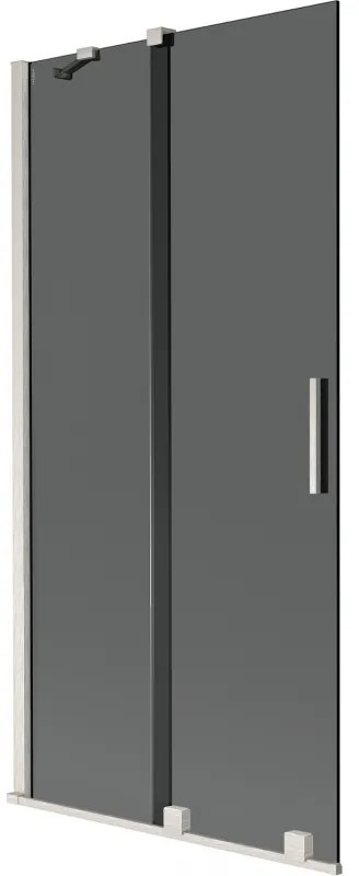 Mexen Velar, 2-krídlová posuvná vaňová zástena 90 x 150 cm, 8mm šedé sklo, brúsená oceľ, 896-090-000-41-97