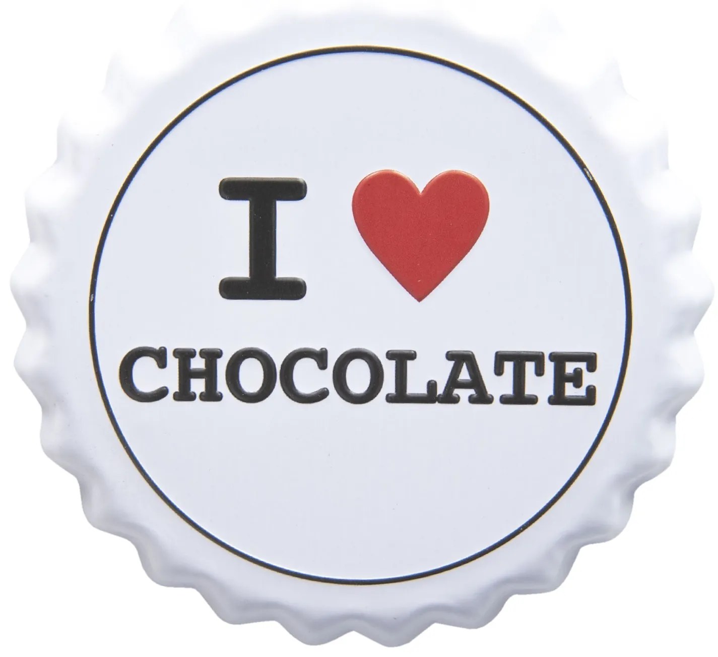 Nástenná plechová cedule I love chocolate - Ø 13 cm