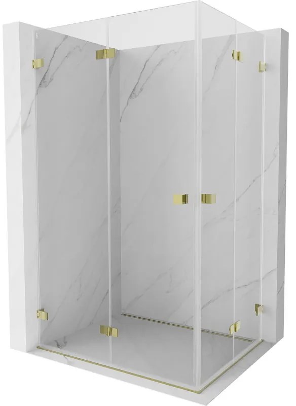Mexen Lunar-F Duo, skladací sprchový kút 100 x 80 cm, 8mm číre sklo, zlatý profil, 836-100L-080P-50-00