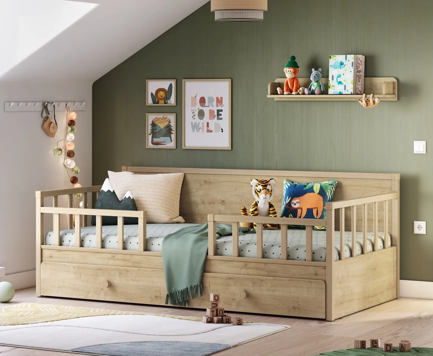Posteľ s prístelkou Cody - dub