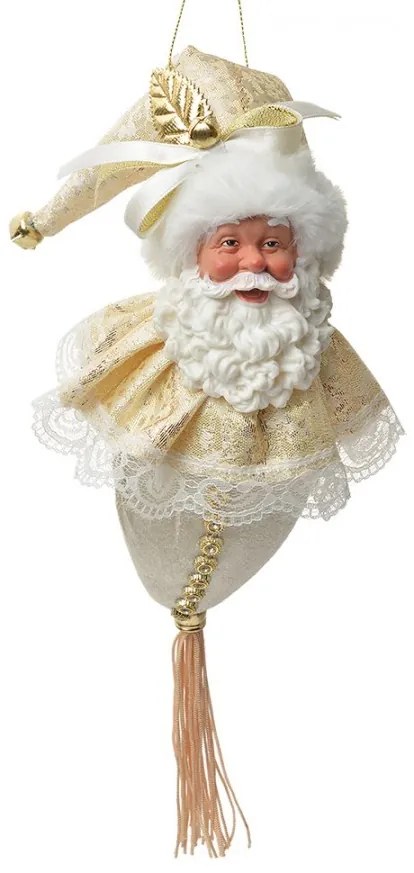 Zlatá závesná dekorácia Santa so ozdobným oblekom - 8*8*35 cm