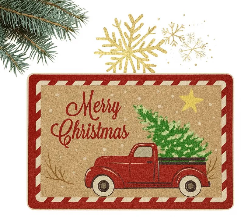 Vianočná rohožka HOLIDAY RIDE 60x90 cm, červená