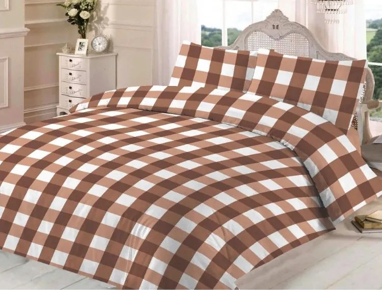 ECOMATRACE Bavlnené posteľné obliečky Hnedá kocka