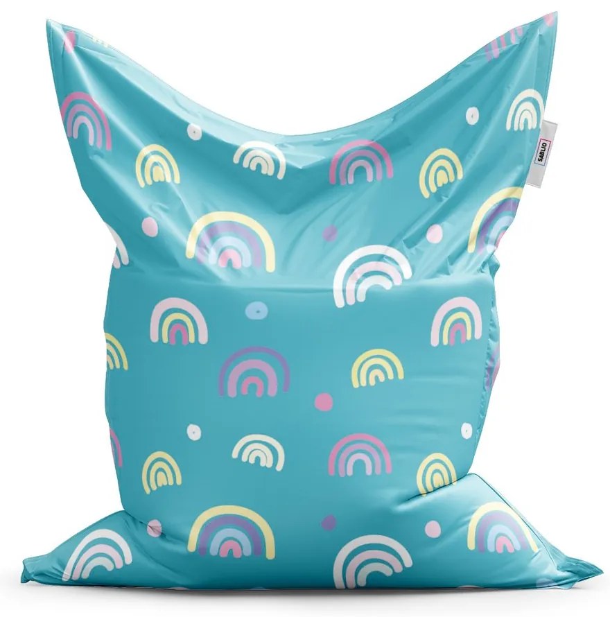 Sedací vak Classic farebné dúhy - detský, tyrkysová
