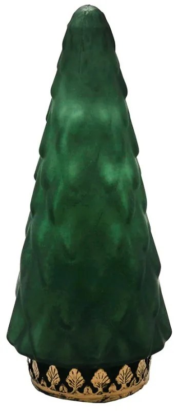 Zelený sklenený dekoračný svietiaci stromček LED Tree - Ø 11*24 cm