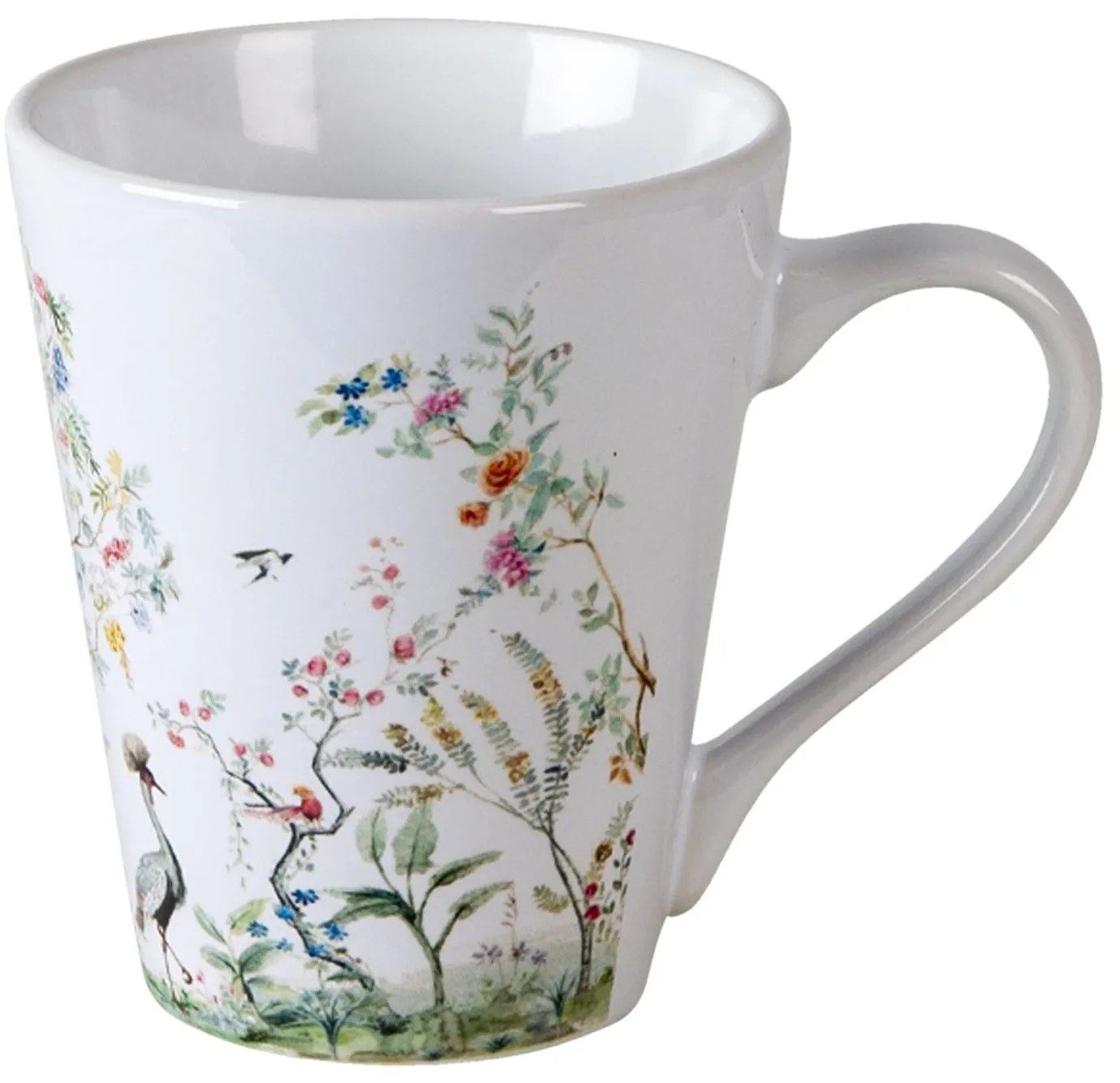 Kvetovaný hrnček s žeriavom kráľovským - Ø 9 * 10 cm / 300 ml