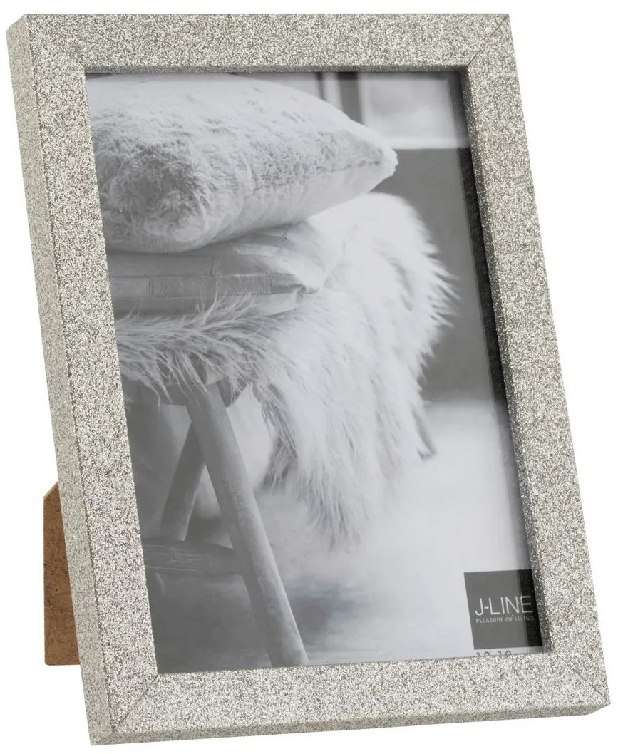 Strieborný dekoratívny fotorámik s flitrami Glitter silver - 15*2*20 cm / 13*18cm