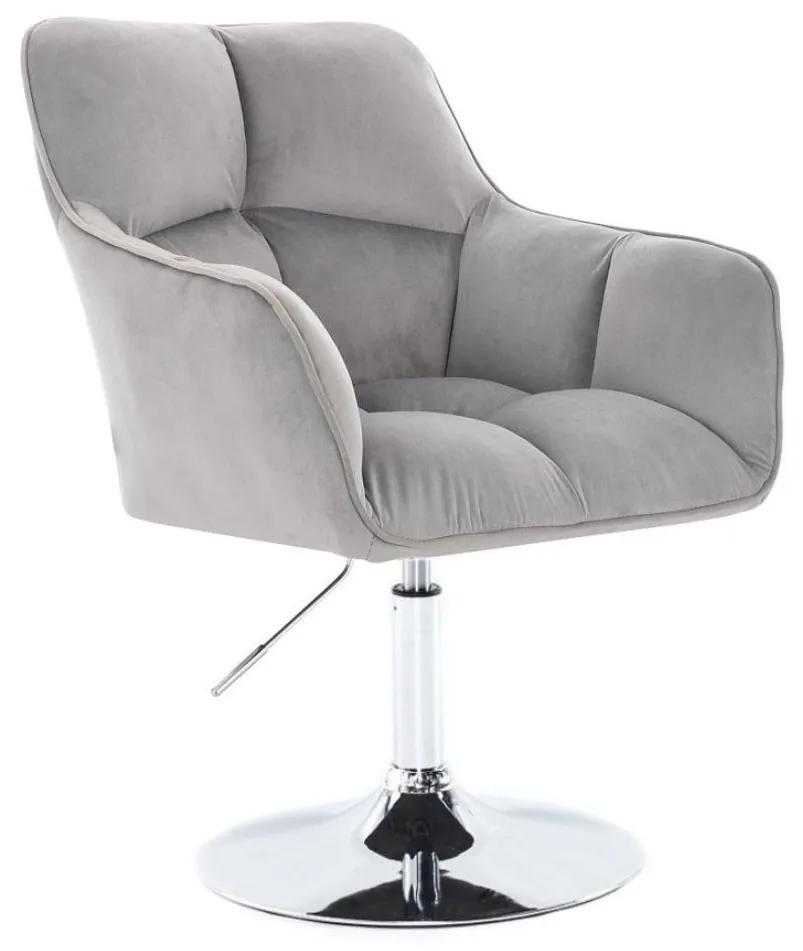 LuxuryForm DESIGN Kreslo AMALFI VELUR na striebornom tanieri - svetlo šedé