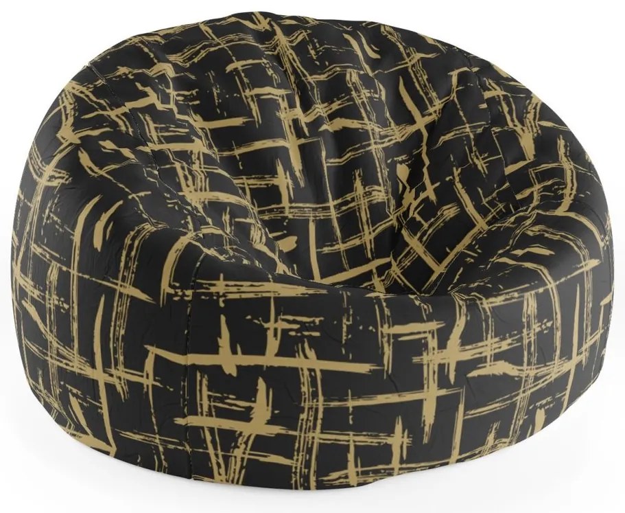Sedací vak Cocoon zlaté maľovanie, čierna / zlatá
